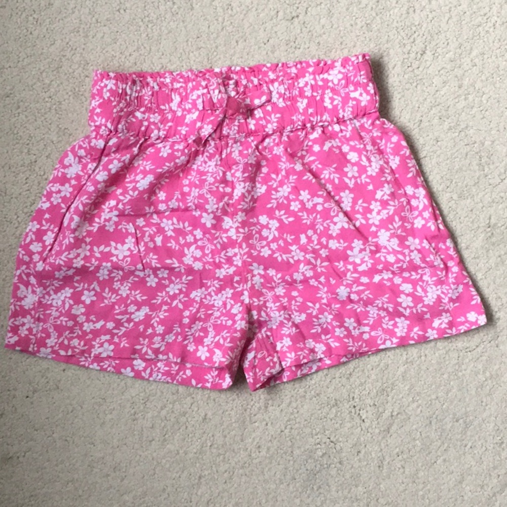 Girls 3Pommes Pink Floral Shorts 5-6